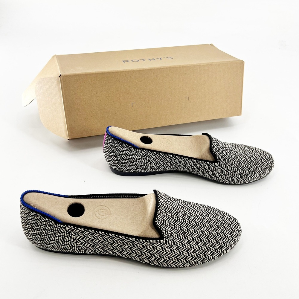 Rothy's The Loafer Women 7.5 Slate Herringbone New Sustainable Knit Flat 003-215